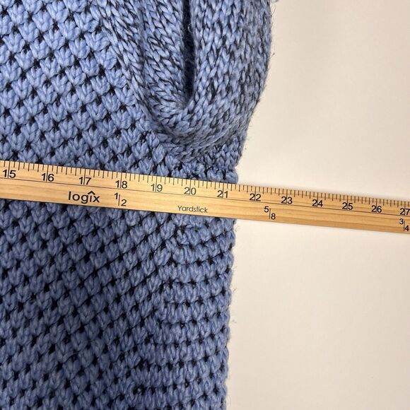 Roamans Chunky Knit Long Cardigan Womens 14/16 Blue Marled Sweater Open Front - Picture 4 of 7